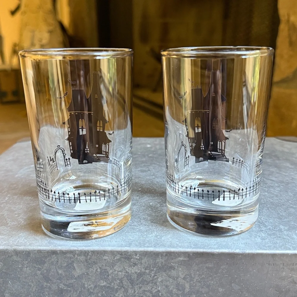 NWT! Crate & Barrel “Haunted House” Tumblers (set of 2)